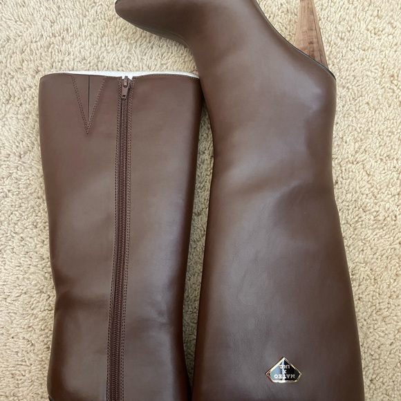 INC Brown Clear Heel Designer Boots - Picture 1 of 7